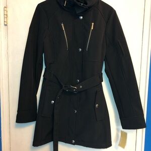 Black Michael Kors Belted Waterproof Jacket